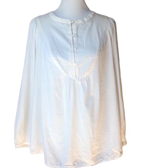 NWT Old Navy bib front ivory cotton blouse long sleeve lightweight sz M - Picture 2 of 6